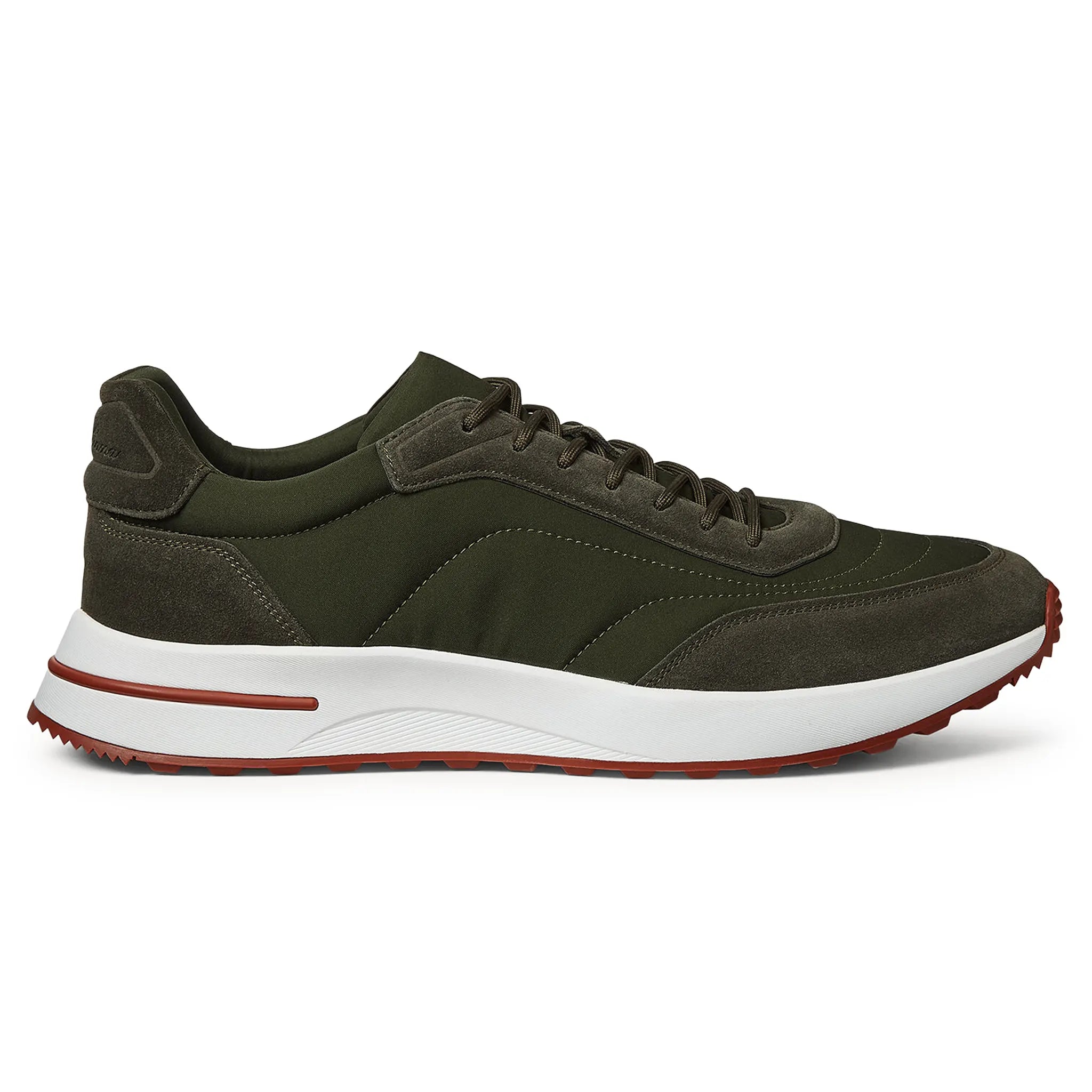 Side View of Loro Piana Week End Walk Ireland Green Sneaker FAP9780_5406